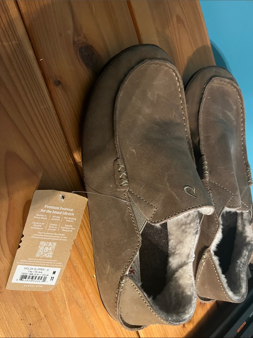 Olukia Molina slip on. Men's Brown Slip-On Casual Shoes with Plush Lining